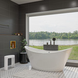 ALFI 68 inch White Oval Acrylic Free Standing Soaking Bathtub - AB8803