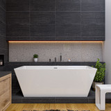 ALFI 67 inch White Rectangular Acrylic Free Standing Soaking Bathtub - AB8832