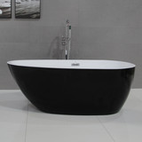 ALFI 59 inch Black & White Oval Acrylic Free Standing Soaking Bathtub - AB8862