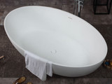 ALFI AB9941 67" White Oval Solid Surface Smooth Resin Soaking Bathtub