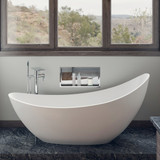 ALFI 73" White Solid Surface Smooth Resin Soaking Slipper Bathtub - AB9951