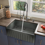 Alfi ABCO3020SB Concrete Color 30" x 21" Reversible Single Fireclay Farmhouse Kitchen Sink