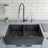 Alfi ABCO3318DB Concrete Color 33" x 18" Reversible Double Fireclay Farmhouse Kitchen Sink