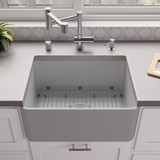 ALFI Gray Matte Smooth Apron 24" x 18" Single Bowl Fireclay Farm Sink - ABF2418-GM