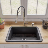 ALFI Black Matte 27" x 18" Fireclay Undermount or Drop In Firelcay Kitchen Sink - ABF2718UD-BM