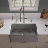 ALFI Gray Matte Smooth Apron 30" x 18" Single Bowl Fireclay Farm Sink - ABF3018-GM