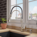 Alfi Brushed Nickel Single Handle Kitchen Faucet with Black Rubber Stem