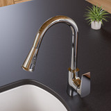 ALFI Polished Chrome Square Gooseneck Pull Down Kitchen Faucet - ABKF3889-PC