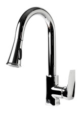 ALFI Polished Chrome Square Gooseneck Pull Down Kitchen Faucet - ABKF3889-PC