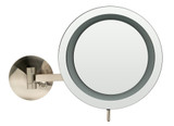 Alfi ABM9WLED-BN Brushed Nickel Wall Mount Round 9" 5x Magnifying Cosmetic Mirror with Light