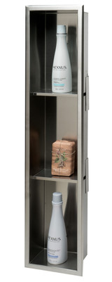 ALFI 8 x 36 Brushed Stainless Steel Vertical Triple Shelf Bath Shower Niche - ABN0836-BSS