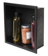 ALFI 12" x 12" Black Matte Stainless Steel Square Single Shelf Bath Shower Niche - ABNC1212-BLA