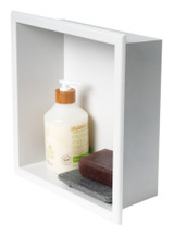Alfi 12" x 12" White Matte Stainless Steel Square Single Shelf Bath Shower Niche