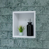 Alfi 12" x 12" White Matte Stainless Steel Square Single Shelf Bath Shower Niche
