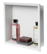 ALFI 16" x 16" White Matte Stainless Steel Square Single Shelf Bath Shower Niche - ABNC1616-W
