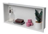 ALFI 24 x 12 White Matte Stainless Steel Horizontal Single Shelf Bath Shower Niche - ABNC2412-W