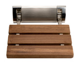 ALFI Brushed Nickel 14" Folding Teak Wood Shower Seat Bench - ABS14-BN