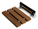 ALFI Polished Chrome 14" Folding Teak Wood Shower Seat Bench - ABS14-PC