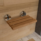 ALFI Polished Chrome 16" Folding Teak Wood Shower Seat Bench - ABS16R-PC