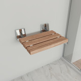 ALFI Polished Chrome 16" Folding Teak Wood Shower Seat Bench - ABS16S-PC