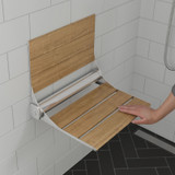 ALFI 17" Folding Teak Wood Shower Seat Bench with Backrest - ABS17-SA