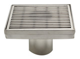 ALFI 5" x 5" Square Stainless Steel Shower Drain with Groove Lines - ABSD55D