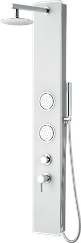 ALFI White Glass Shower Panel with 2 Body Sprays and Rain Shower Head - ABSP50W