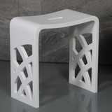ALFI Designer White Matte Solid Surface Resin Bathroom / Shower Stool - ABST88