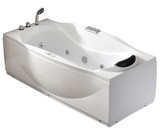 ALFI EAGO 6 ft Left Drain Acrylic White Whirlpool Bathtub w Fixtures - AM189ETL-L