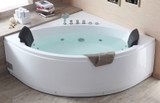 EAGO AM200 5 Feet Rounded Modern Double Seat Corner Whirlpool Bath Tub with Fixtures