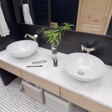 ALFI EAGO 18" Round Ceramic Above Mount Bathroom Basin Vessel Sink - BA351