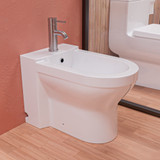 ALFI EAGO White Ceramic Bathroom Bidet with Elongated Seat - JA1010
