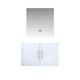 Lexora Geneva 30" Glossy White Single Wall Mount Vanity Cabinet, no Top and 30" LED Mirror