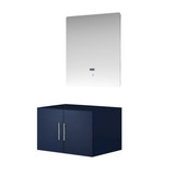 Lexora Geneva 30" Navy Blue Single Wall Mount Vanity Cabinet, no Top and 30" LED Mirror