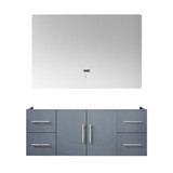 Lexora Geneva 48" Dark Grey Single Wall Mount Vanity Cabinet, no Top and 48" LED Mirror