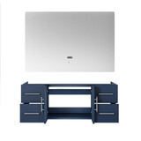 Lexora Geneva 48" Navy Blue Single Wall Mount Vanity, no Top and 48" LED Mirror