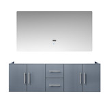 Lexora Geneva 60" Dark Grey Double Wall Mount Vanity Cabinet, no Top and 60" LED Mirror
