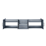 Lexora Geneva 80" Dark Grey Double Wall Mount Vanity Cabinet, White Carrara Marble Top, White Square Sinks and no Mirror