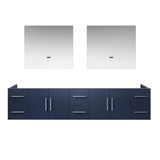 Lexora Geneva 84" Navy Blue Double Wall Mount Vanity Cabinet, no Top and 36" LED Mirrors