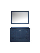 Lexora Dukes 48" Navy Blue Single Vanity Cabinet, no Top and 46" Mirror