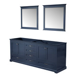 Lexora Dukes 80" Navy Blue Double Vanity Cabinet, no Top and 30" Mirrors