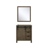 Lexora Marsyas 30" Rustic Brown Single Vanity Cabinet, no Top and 28" Mirror