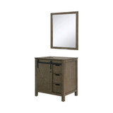 Lexora Marsyas 30" Rustic Brown Single Vanity Cabinet, no Top and 28" Mirror