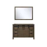 Lexora Marsyas 48" Rustic Brown Single Vanity Cabinet, no Top and 44" Mirror