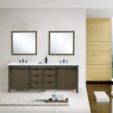 Lexora Marsyas 80" Rustic Brown Double Vanity, White Quartz Top, White Square Sinks and 30" Mirrors w/ Faucets