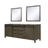 Lexora Marsyas 84" Rustic Brown Double Vanity Cabinet, no Top and 34" Mirrors