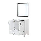 Lexora Ziva 30" White Single Vanity Cabinet, no Top and 28" Mirror