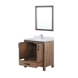 Lexora Ziva 30" Rustic Barnwood Single Vanity Cabinet, Cultured Marble Top, White Square Sink and 28" Mirror w/ Faucet