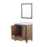Lexora Ziva 30" Rustic Barnwood Single Vanity Cabinet, Cultured Marble Top, White Square Sink and 28" Mirror