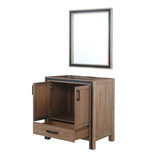 Lexora Ziva 30" Rustic Barnwood Single Vanity Cabinet, no Top and 28" Mirror